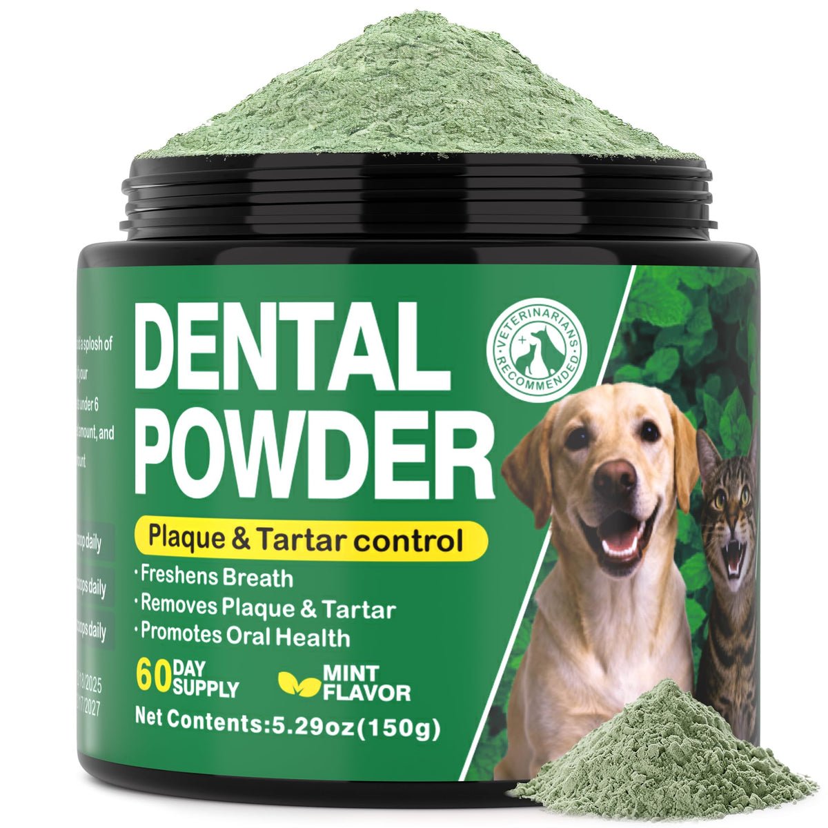 Kiuquty dental powder jar, mint flavor, 150g
