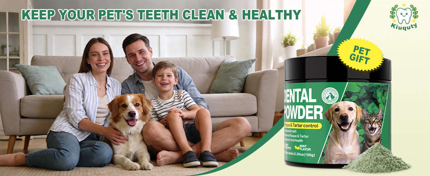 Kiuquty dental powder oral-care overview for dogs and cats